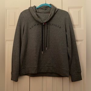 Size Medium Tommy Hilfiger Grey Cowl Neck Logo Sweatshirt